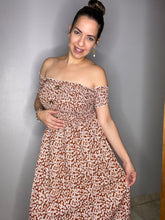 Load image into Gallery viewer, Brown Off Shoulder Dress