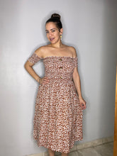 Load image into Gallery viewer, Brown Off Shoulder Dress