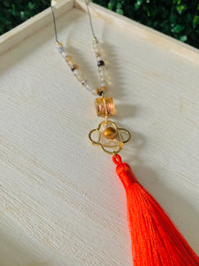 Red Tassel Agate Adjustable Necklace