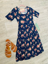 Load image into Gallery viewer, Navy Floral Waist Dress