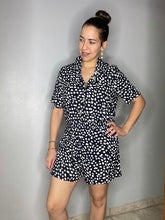 Load image into Gallery viewer, Navy Blue Dots Romper