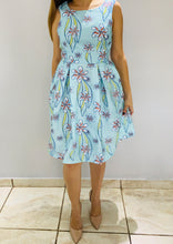 Load image into Gallery viewer, Floral Print Sky Blue Dress